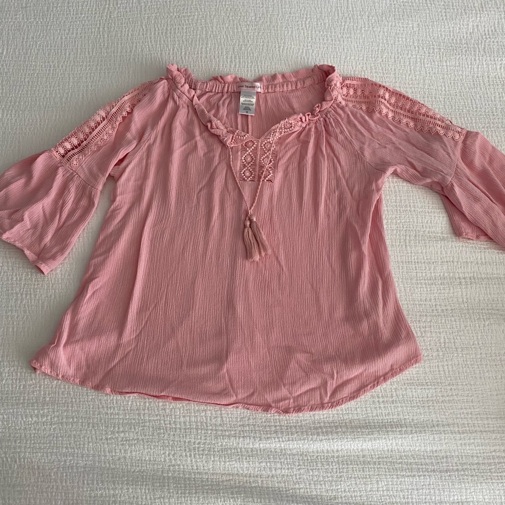 Love Squared Girls. Size 12. Boho chic pink top